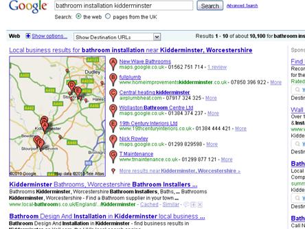 Google Local Business Search Map Results