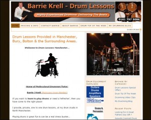 Drum Lessons Manchester Web Design Screenshot